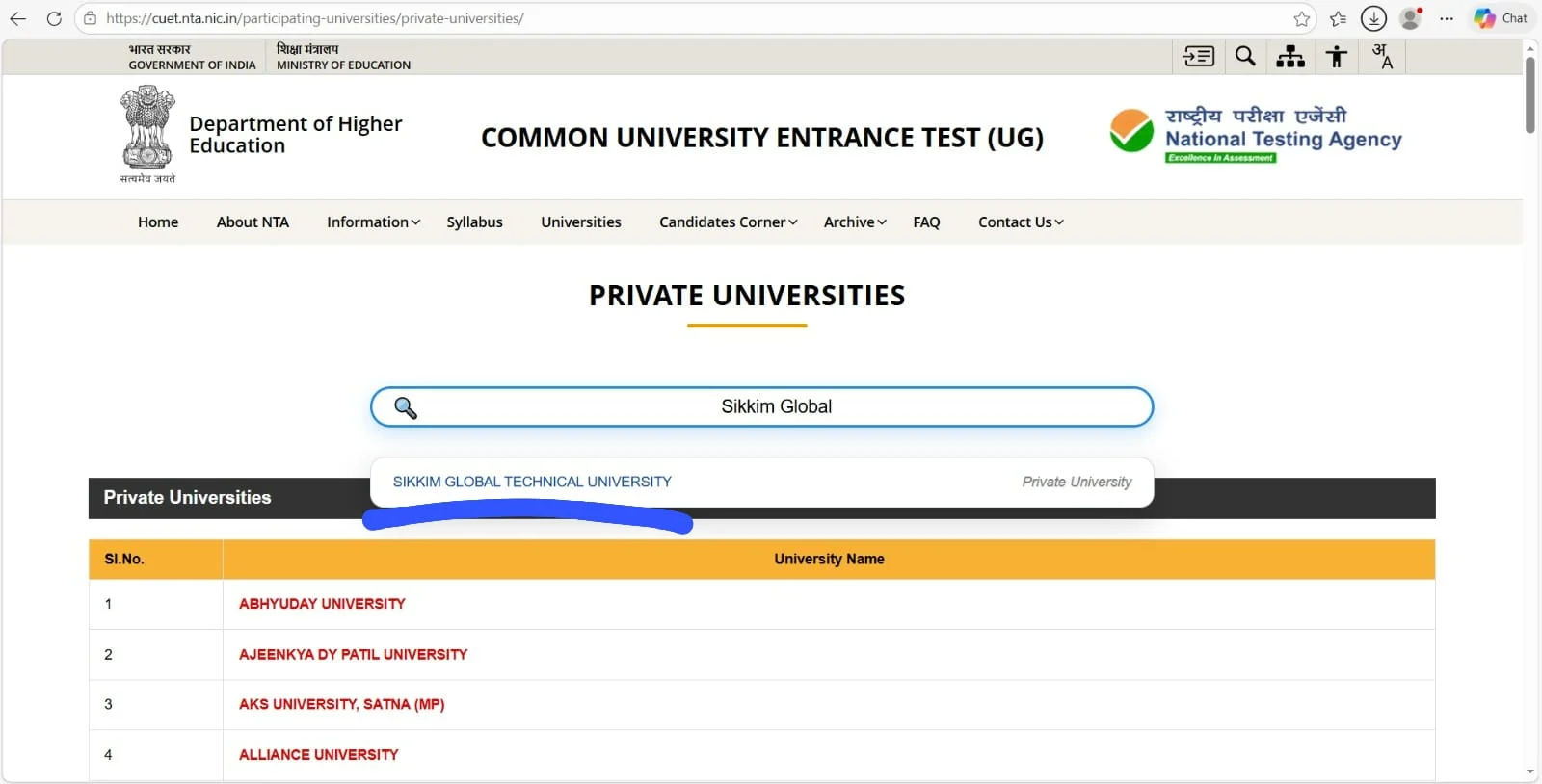 SGTU CUET recognition